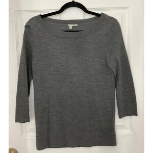 Halogen Sweater Women's Small Gray Regular Fit 3/4 Sleeve‎ Pullover Winter Wool